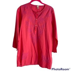 Pink Chicken Ladies 100% Cotton Dark Pink 3/4 Sleeve Length Ladies Tunic Top, S